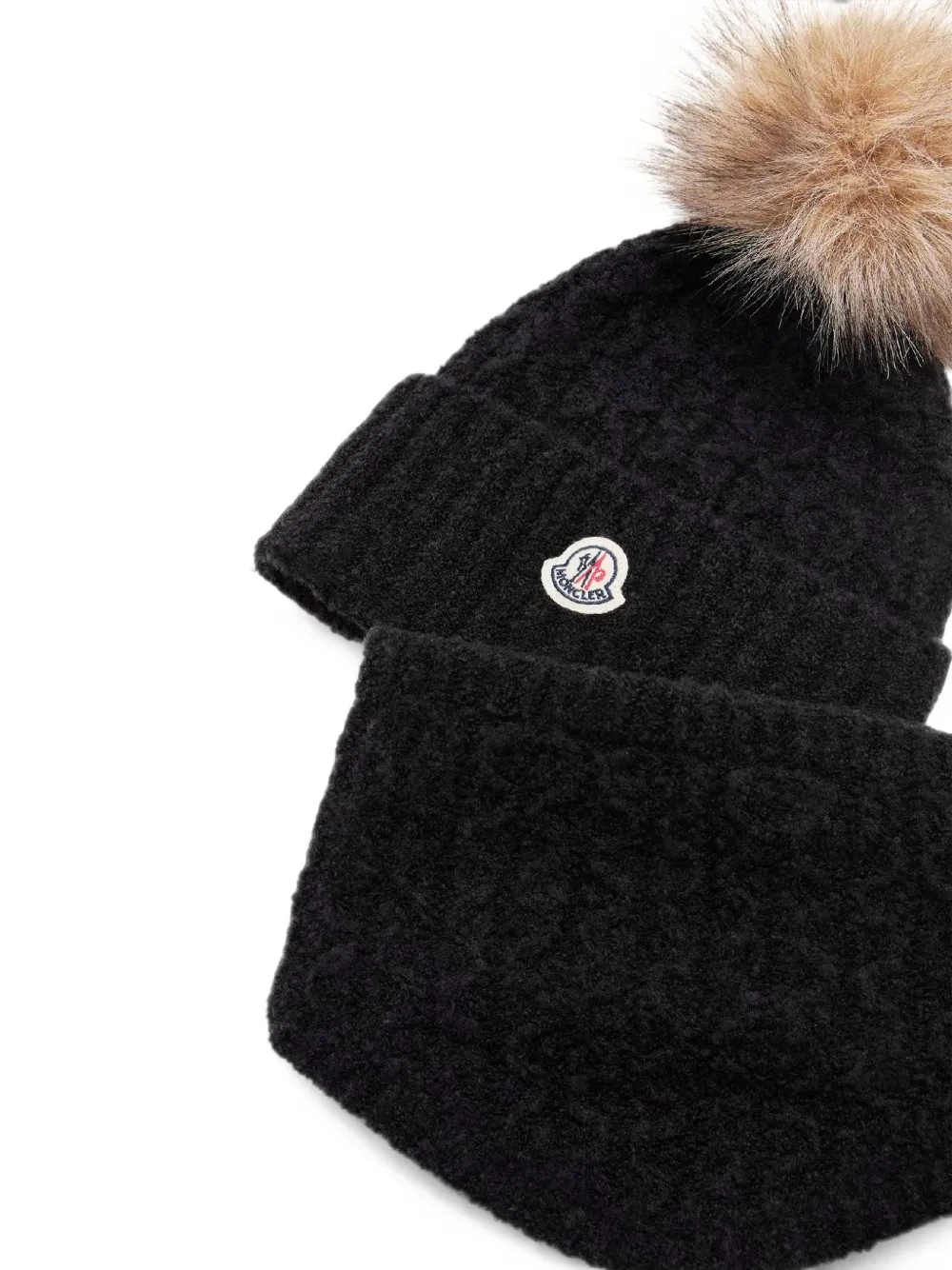 Moncler Enfant Muts en sjaal met pompon Zwart