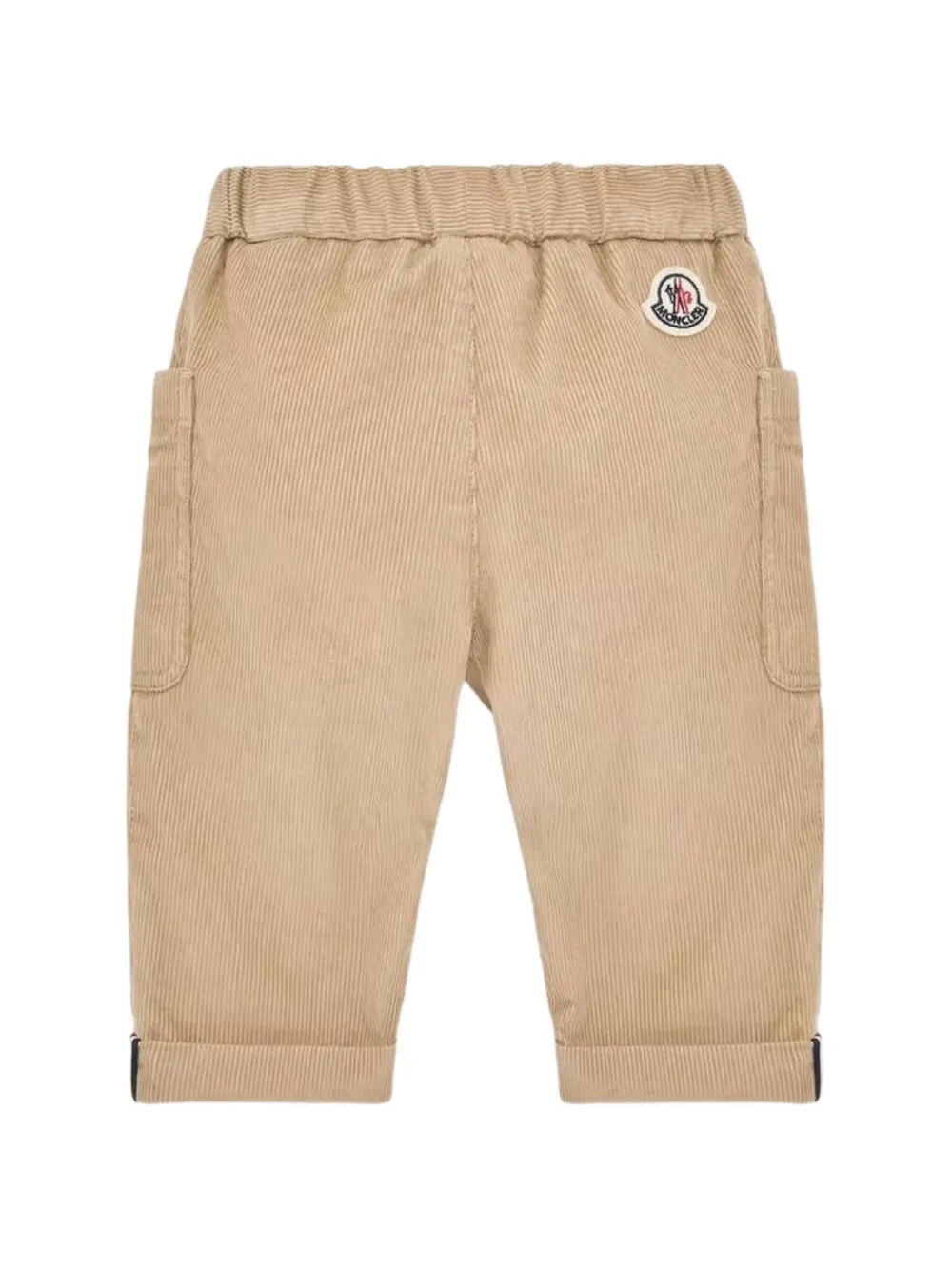Moncler Enfant Broek met ribfluwelen effect en opgestikte zak Beige