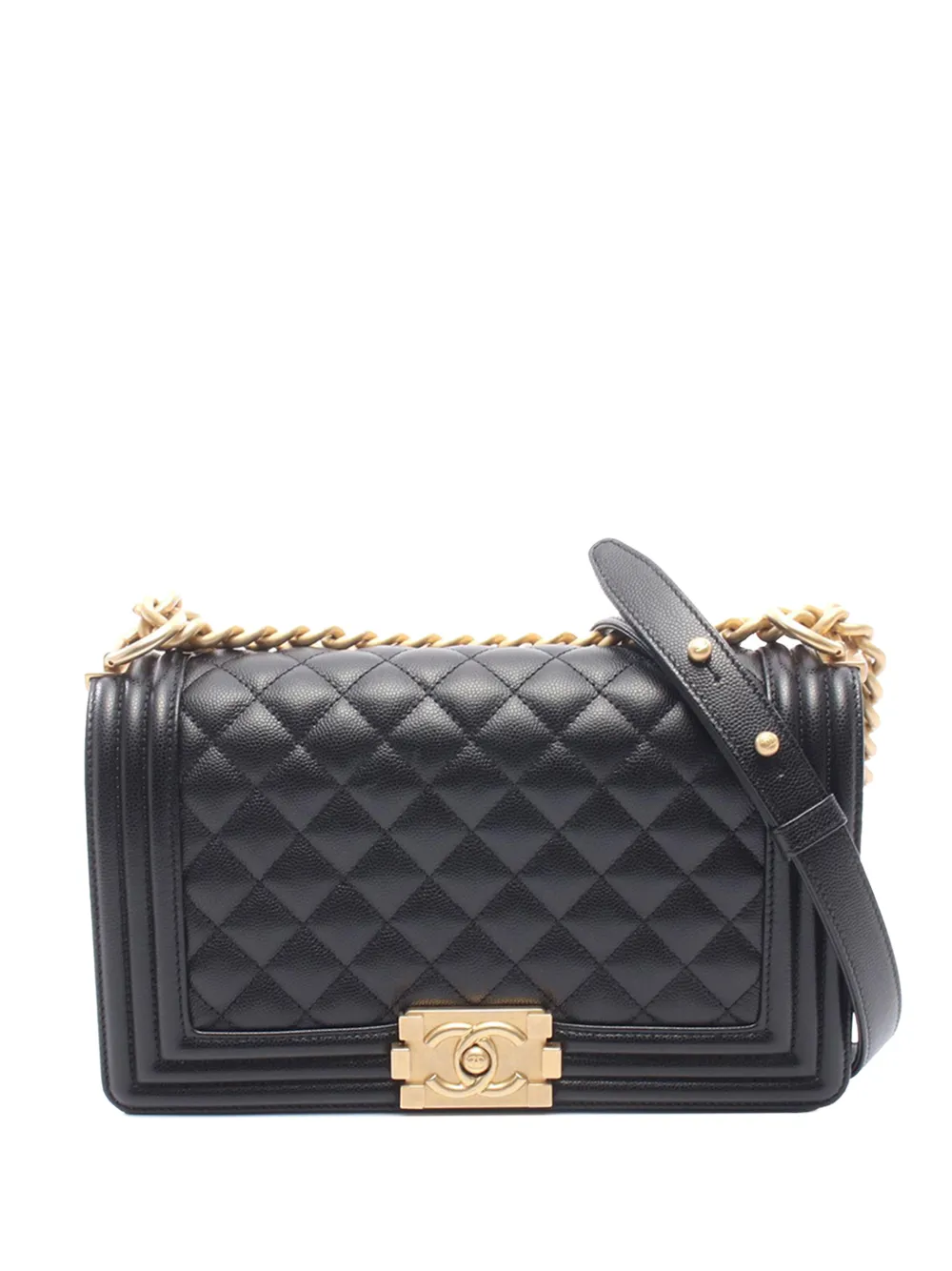CHANEL Pre-Owned 2021-2026 Old Medium Quilted Caviar Boy Flap crossbody bag - Nero