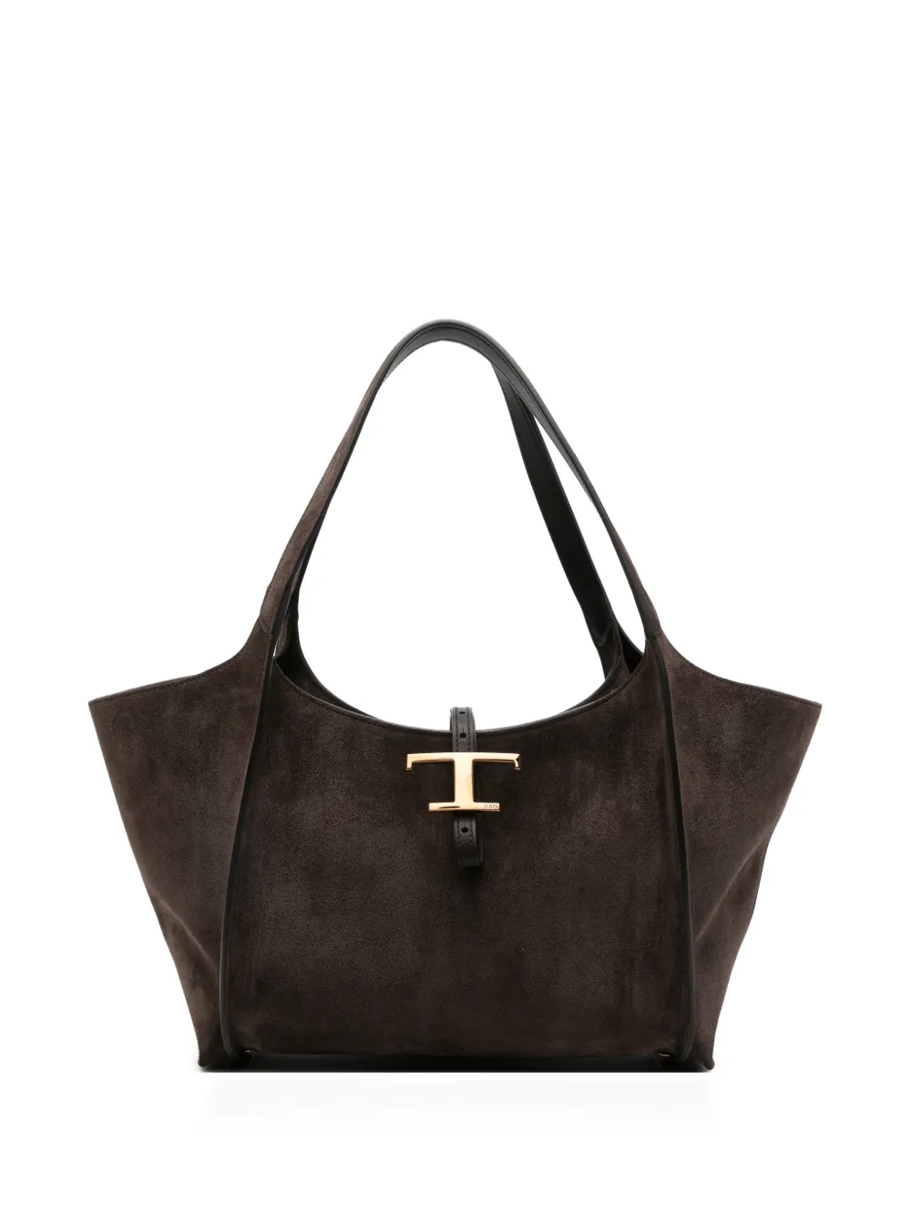 Tod's small T-Timeless suede tote bag - Brown