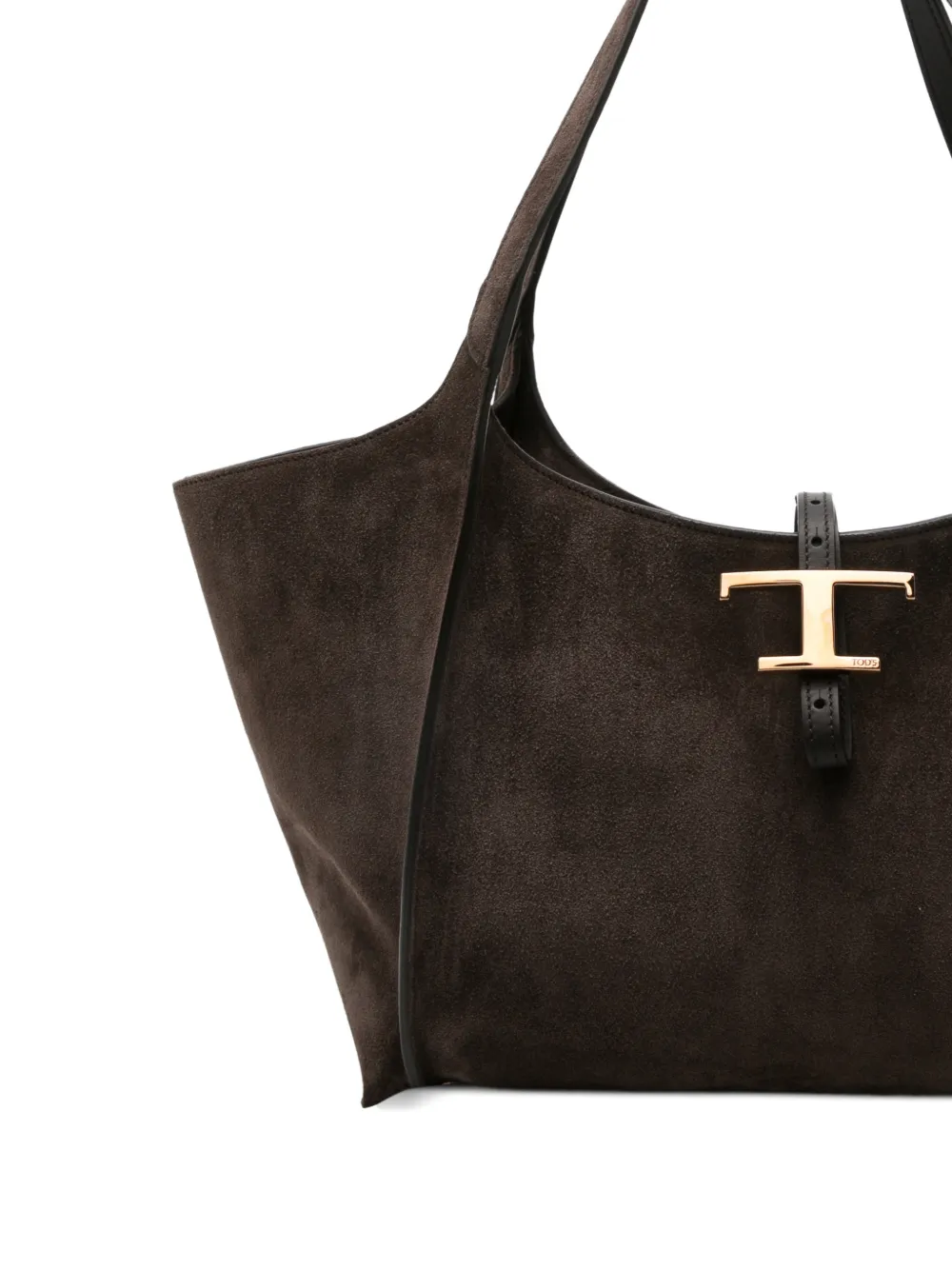 Tod's Kleine T-Timeless suède shopper Bruin
