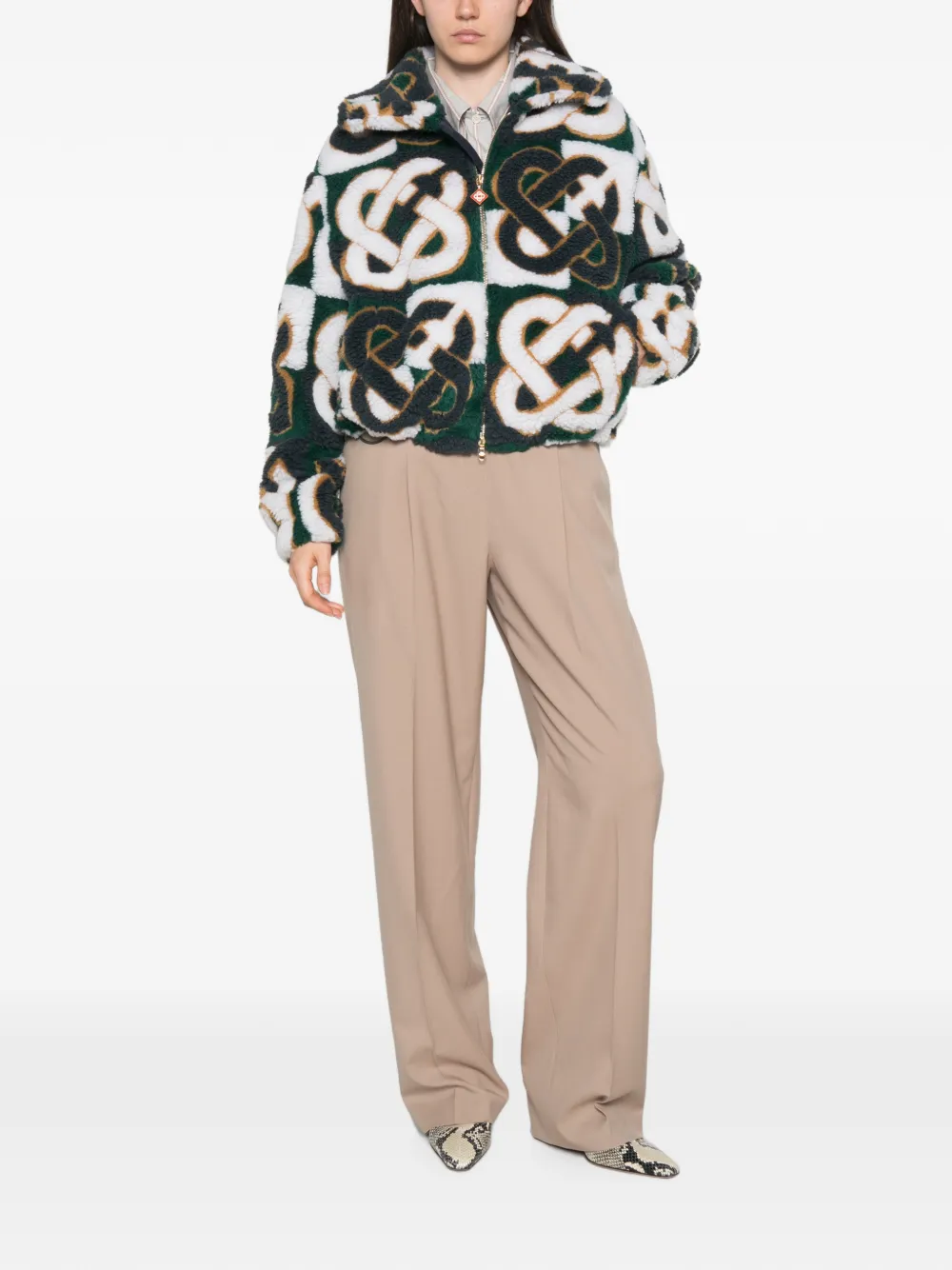 Casablanca Jack met monogramprint en ritssluiting Wit
