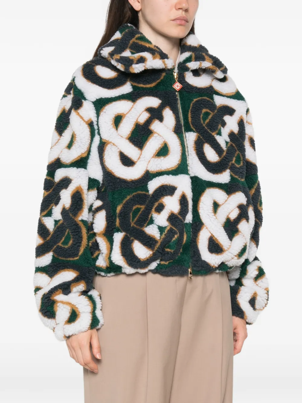 Casablanca Jack met monogramprint en ritssluiting Wit