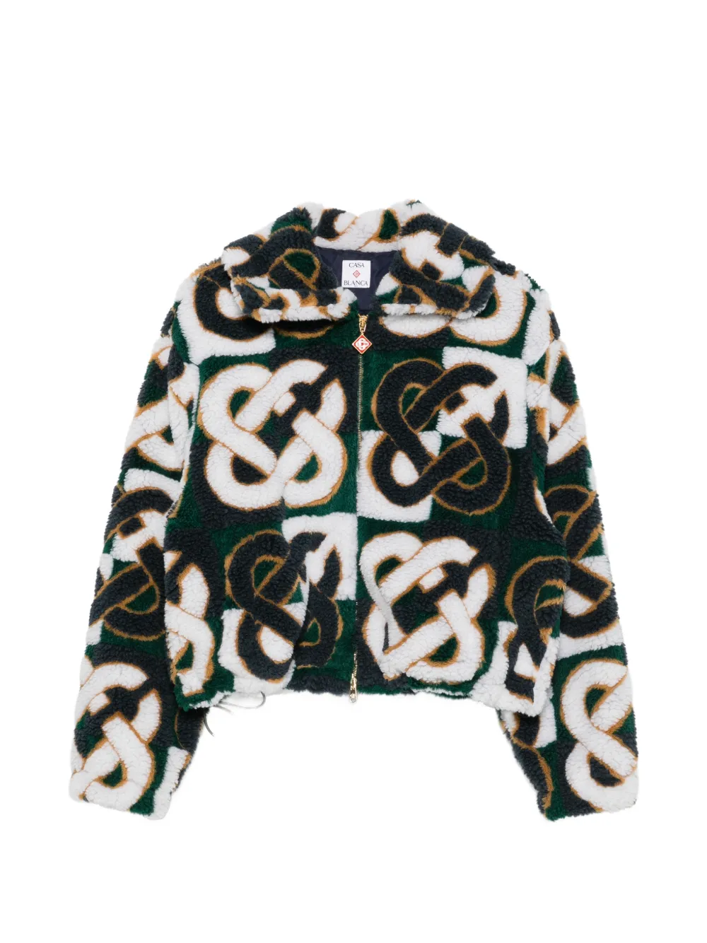 Casablanca zip-fastening monogram-print jacket - Bianco