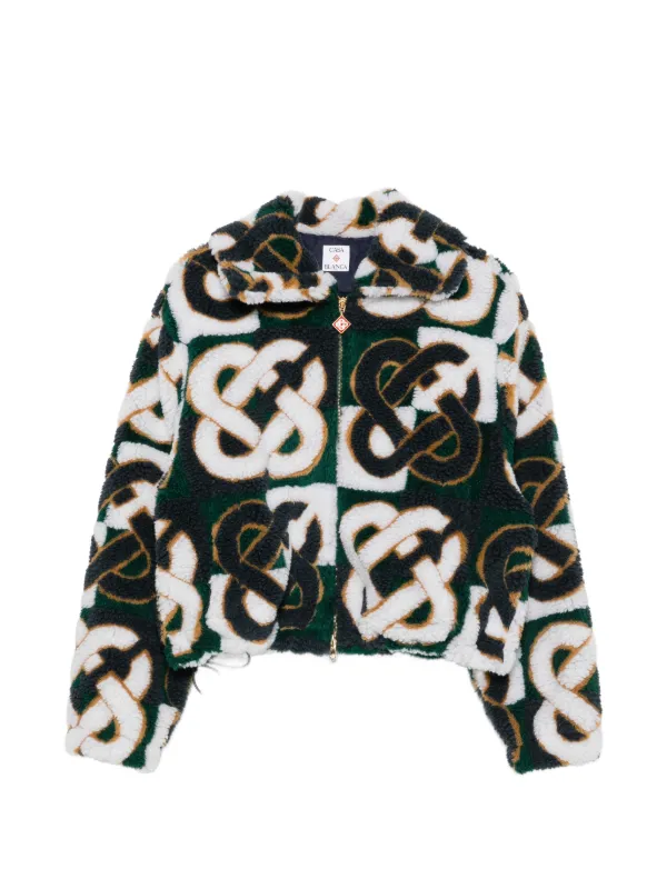 Casablanca Check Monogram Fleece Jacket in White