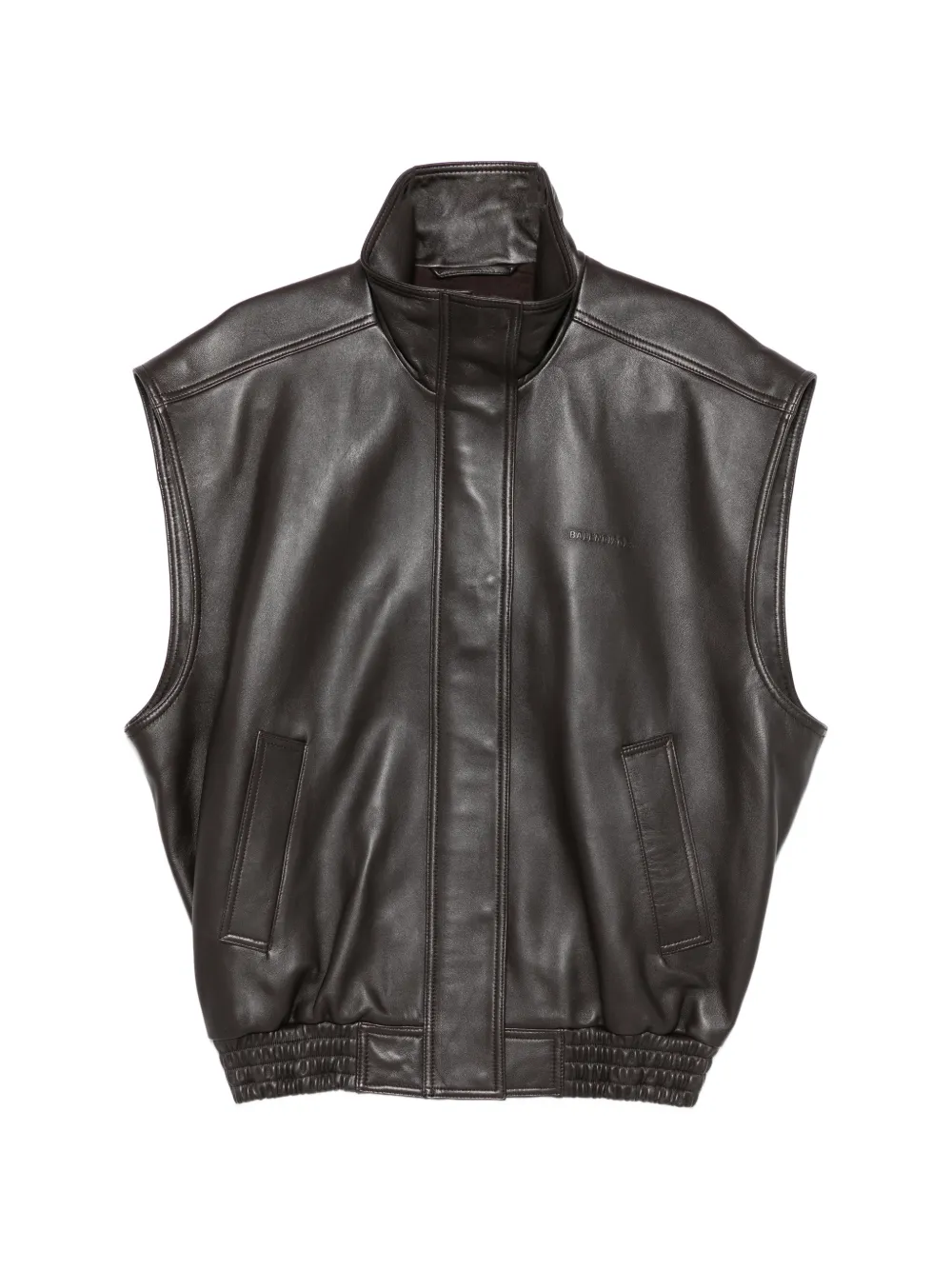 Balenciaga leather waistcoat - Marrone