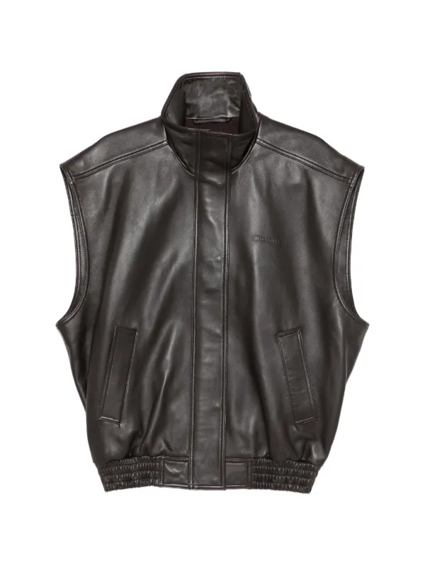 Balenciaga Leather Waistcoat in Brown