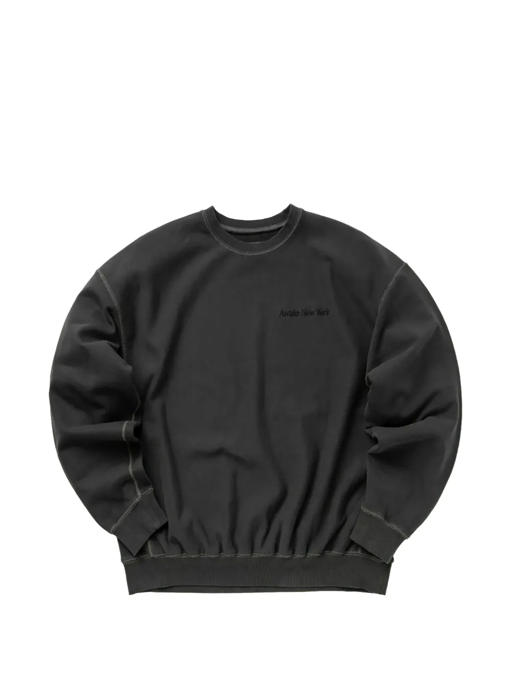 Awake NY pigment-dyed logo-embroidered crewneck sweatshirt - Nero