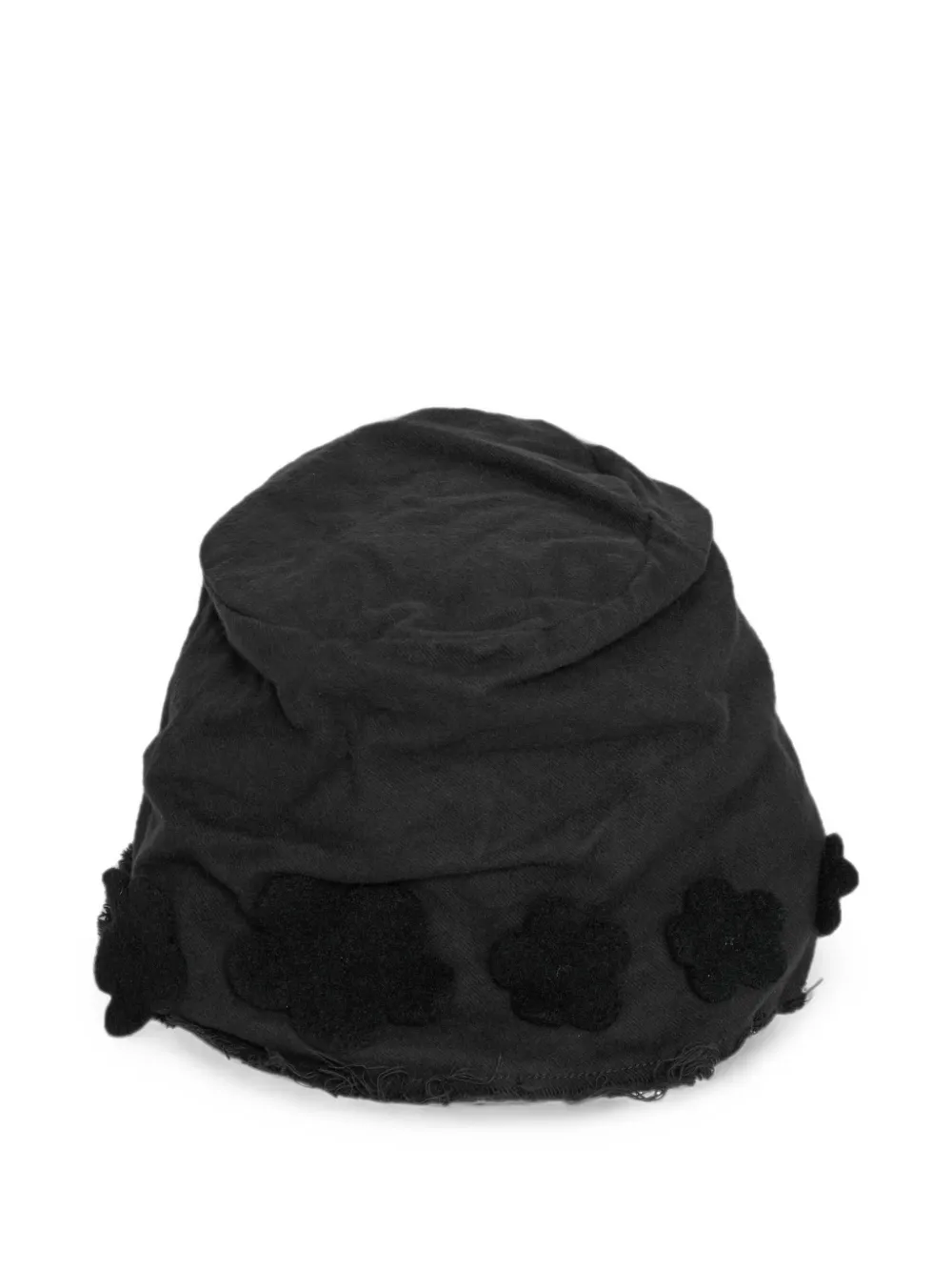 Scha flower-appliqué cotton-flannel hat - Nero