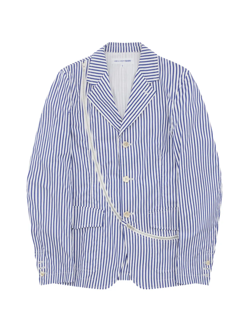 Comme Des Garçons Shirt stripe-print zip-detail jacket - Blau
