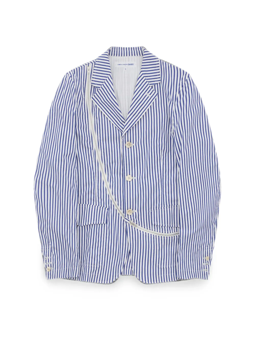 Comme Des Garçons Shirt Gestreept jack met rits-detail Blauw