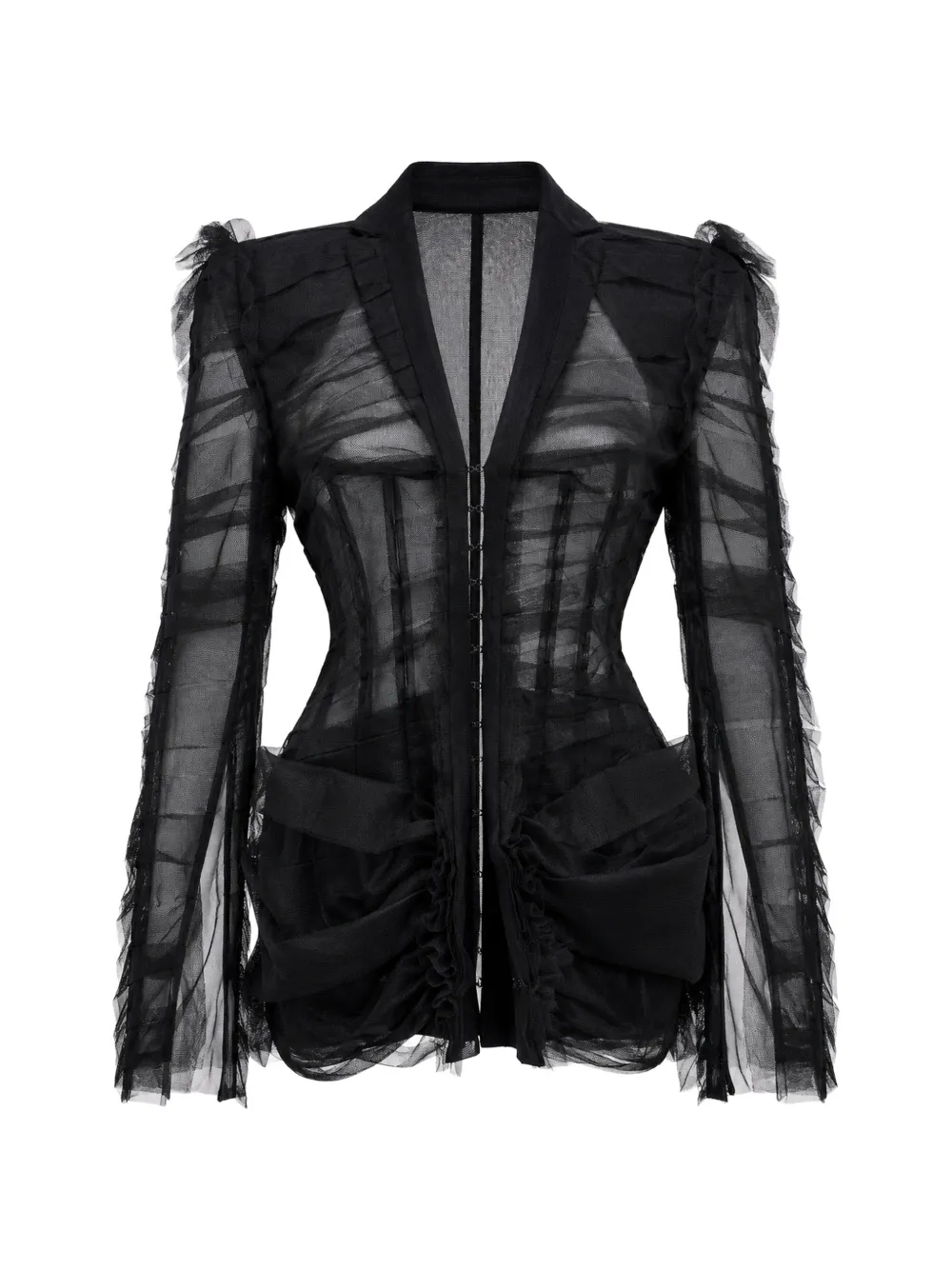 Matières Fécales ruffled-detail jacket - Nero