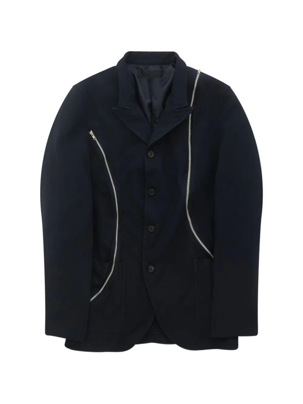 Comme Des Garçons Shirt twill garment-treated zip-detail blazer - Blau