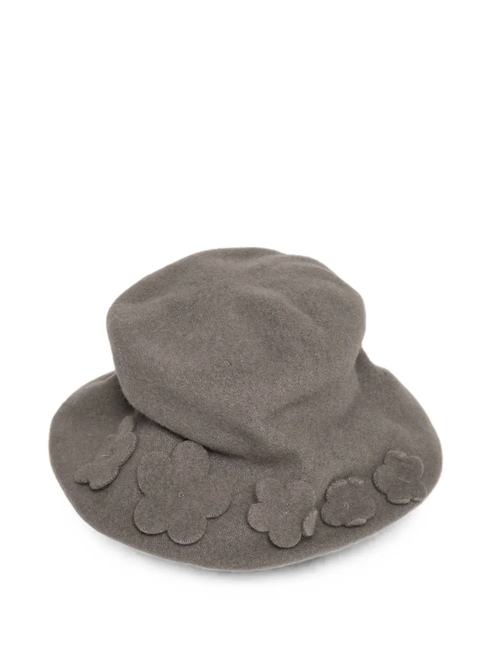 Scha flower-appliqué wool cloche hat - Grigio