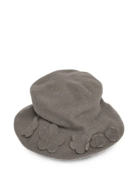 Scha flower-appliqué wool cloche hat