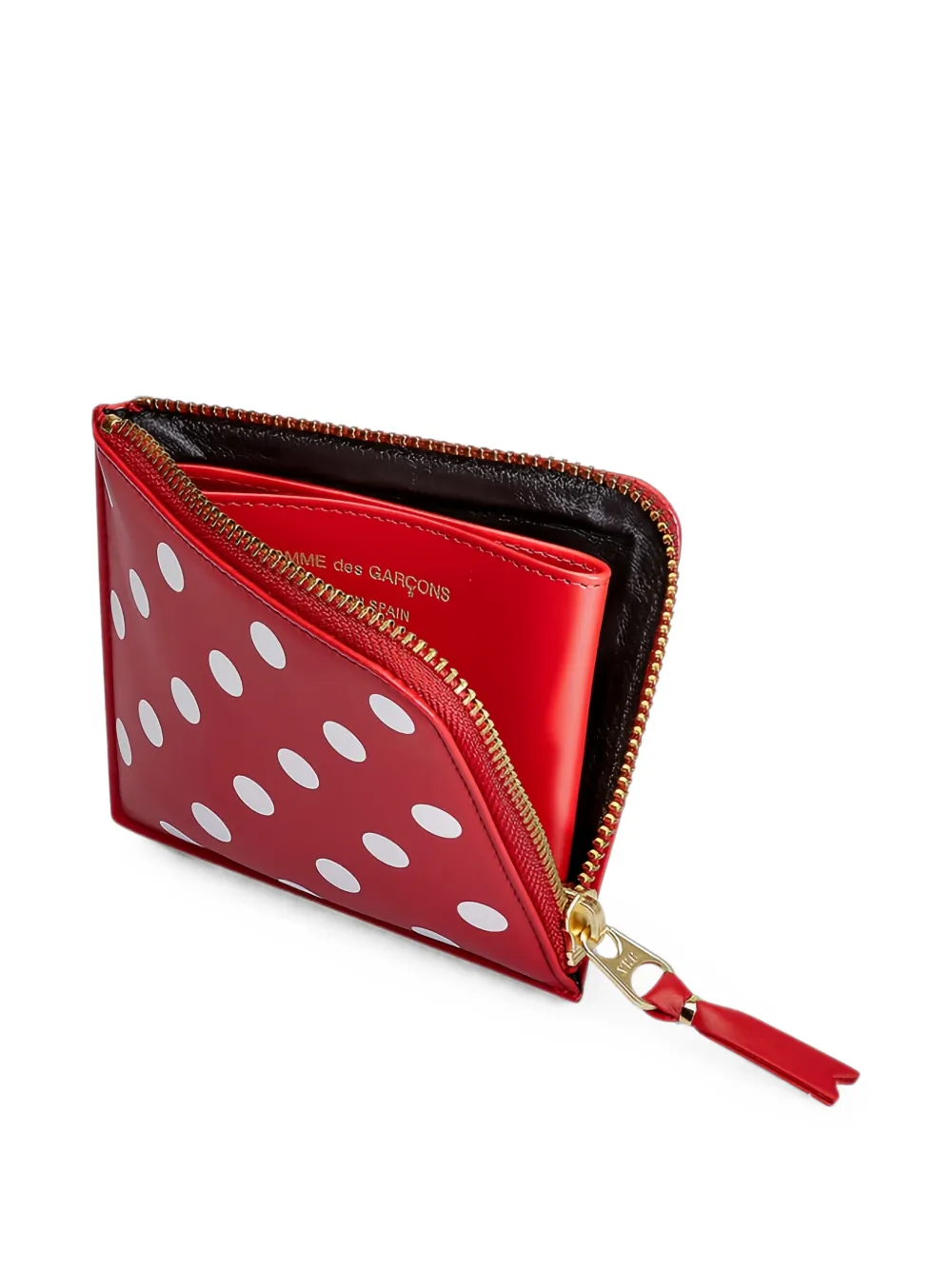 Comme Des Garçons Wallet Portemonnee met stippen en rits Rood