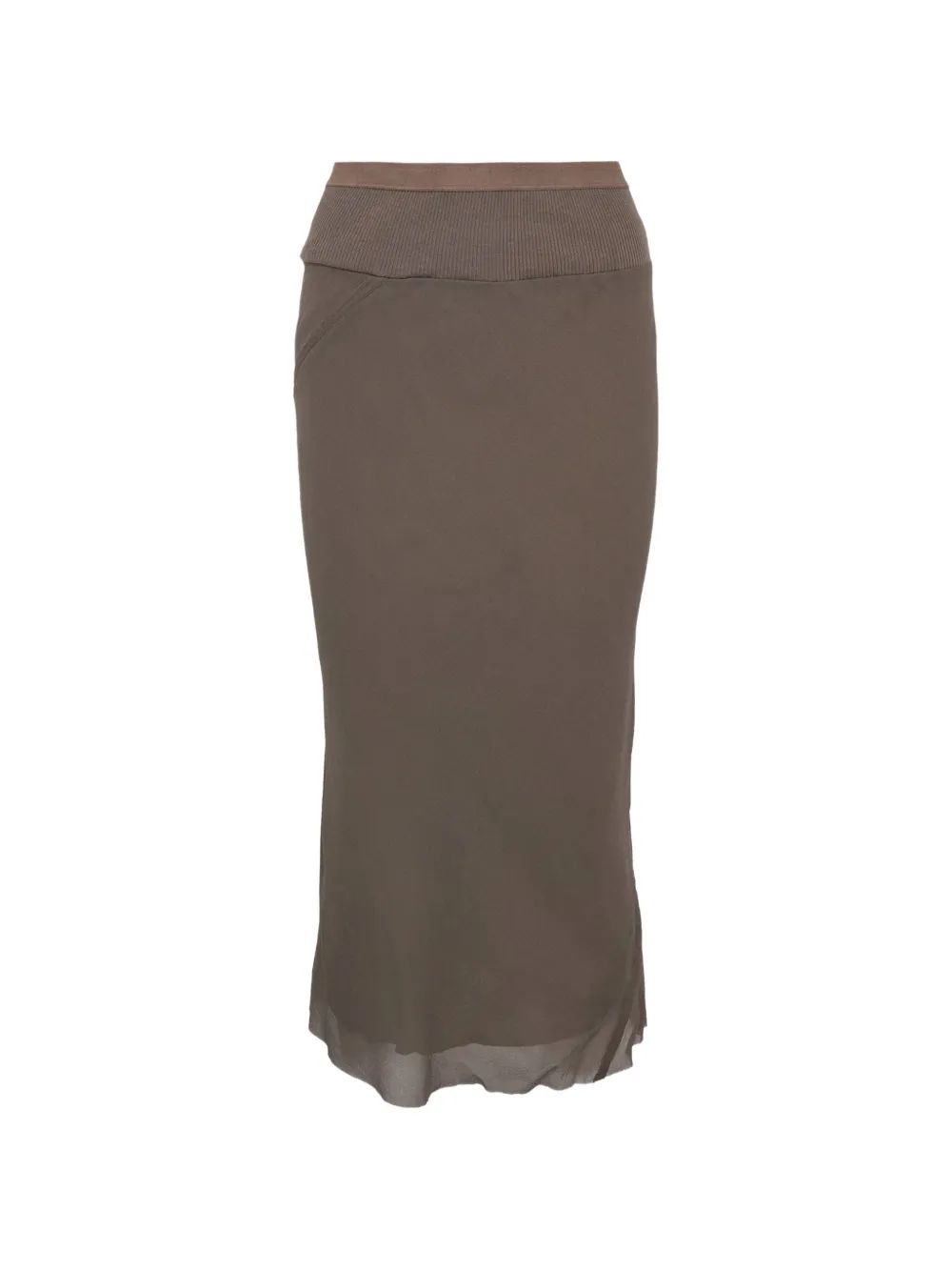 Rick Owens Bias ribbed-waist midi skirt - Braun