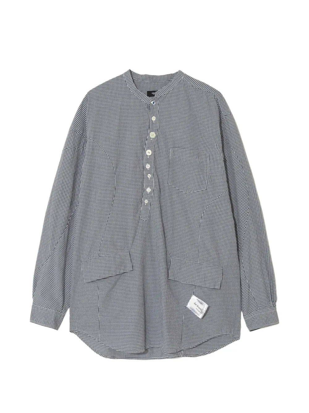 Undercover gingham-check band-collar shirt - Blau