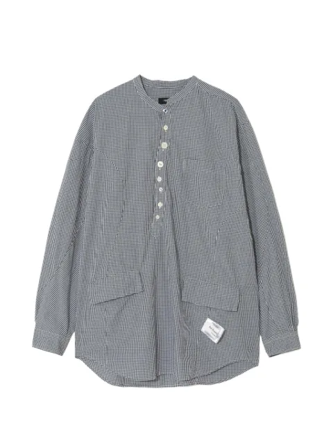 Undercover gingham-check band-collar shirt