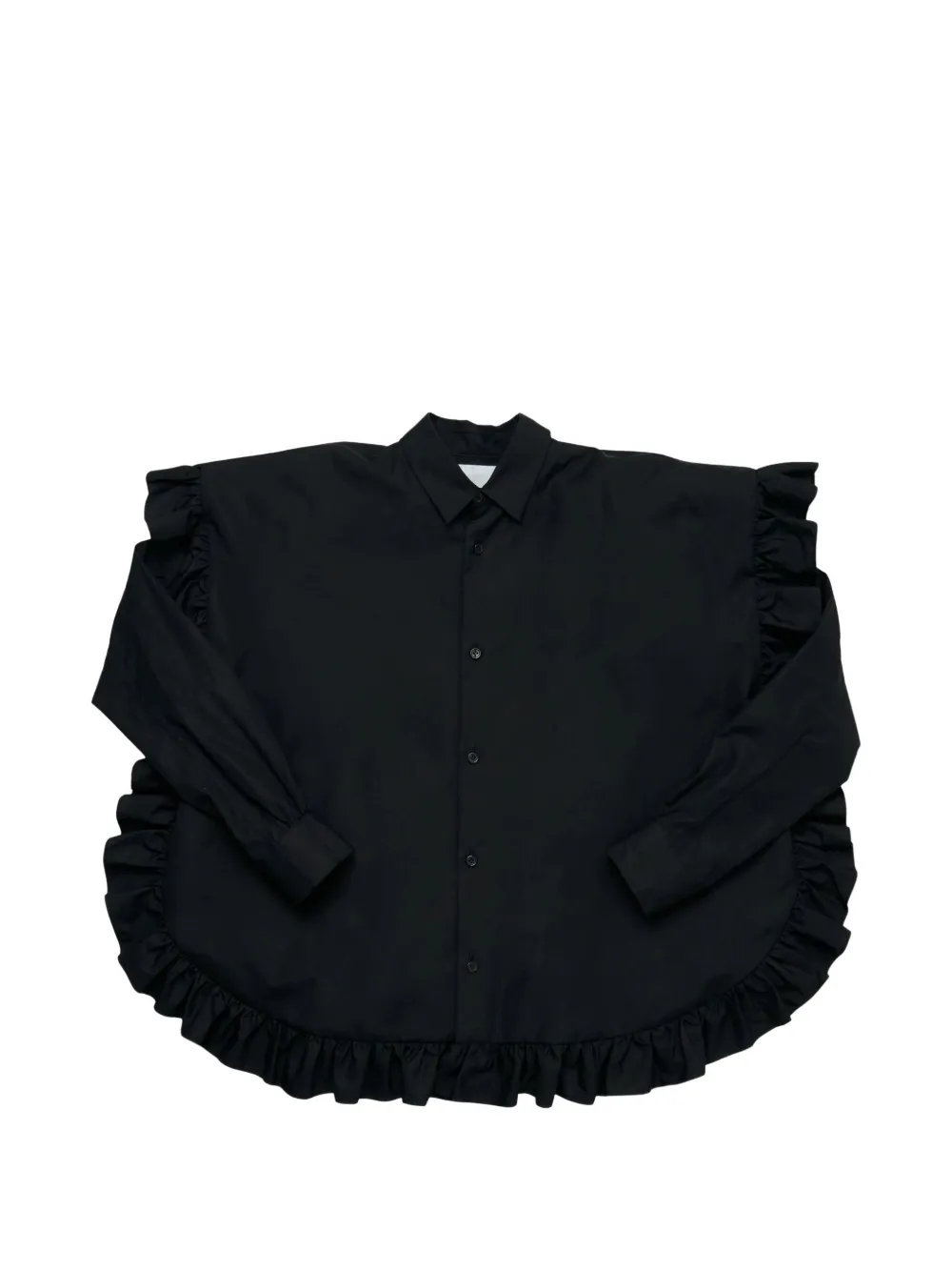 Noir Kei Ninomiya ruffled cotton shirt - Nero