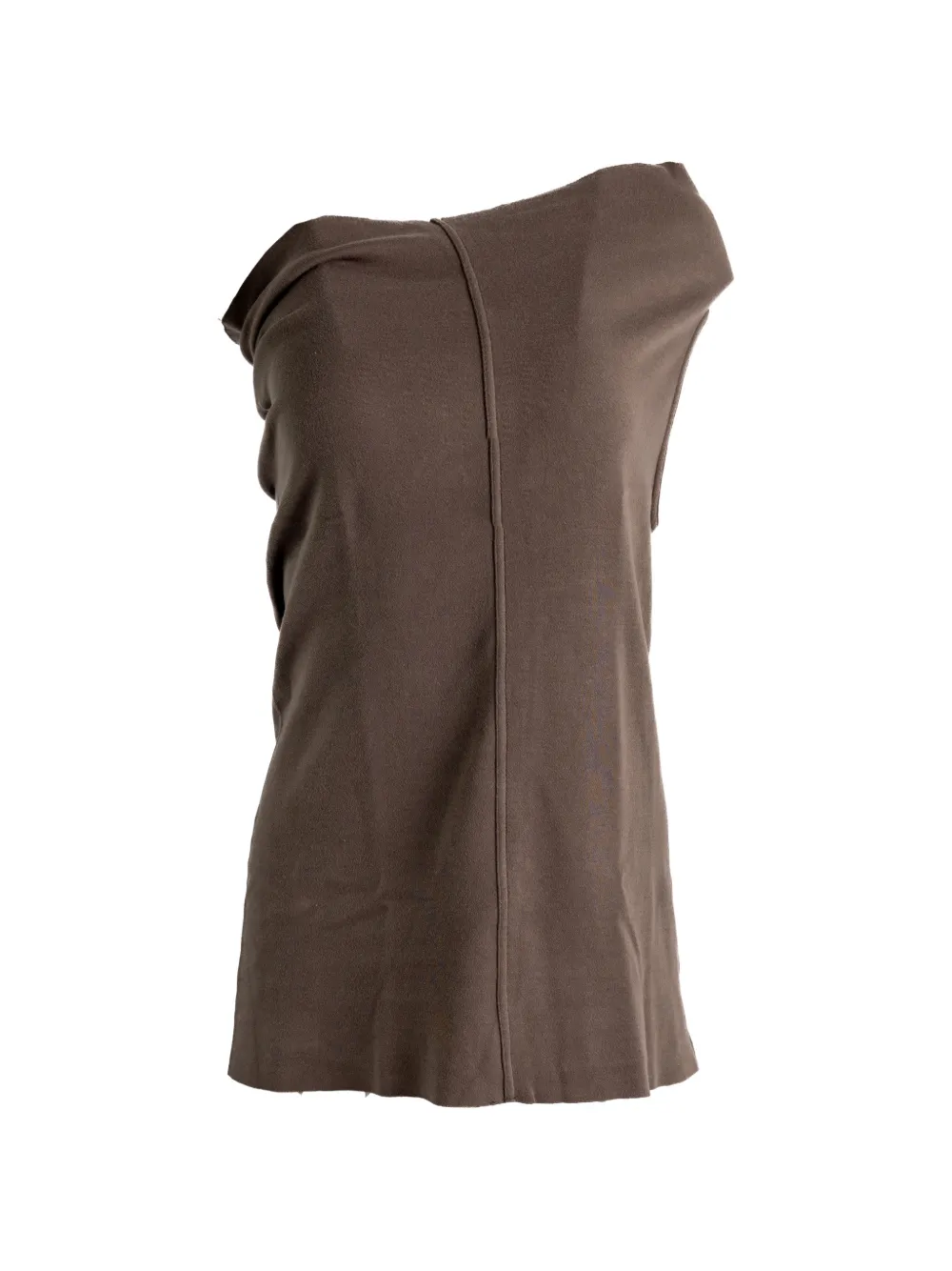 Rick Owens draped one-shoulder tank top - Marrone