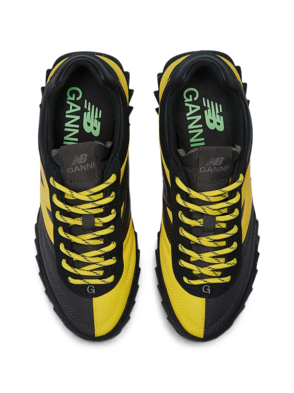 New Balance x Ganni panelled logo-patch sneakers Zwart