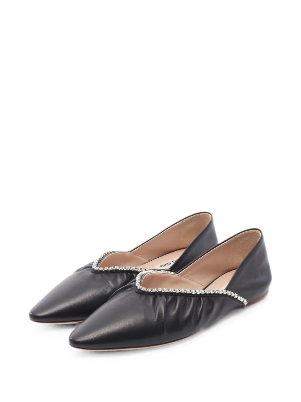 Miu Miu Pre-Owned 2010s rhinestone pointed-toe ballet flats - Schwarz