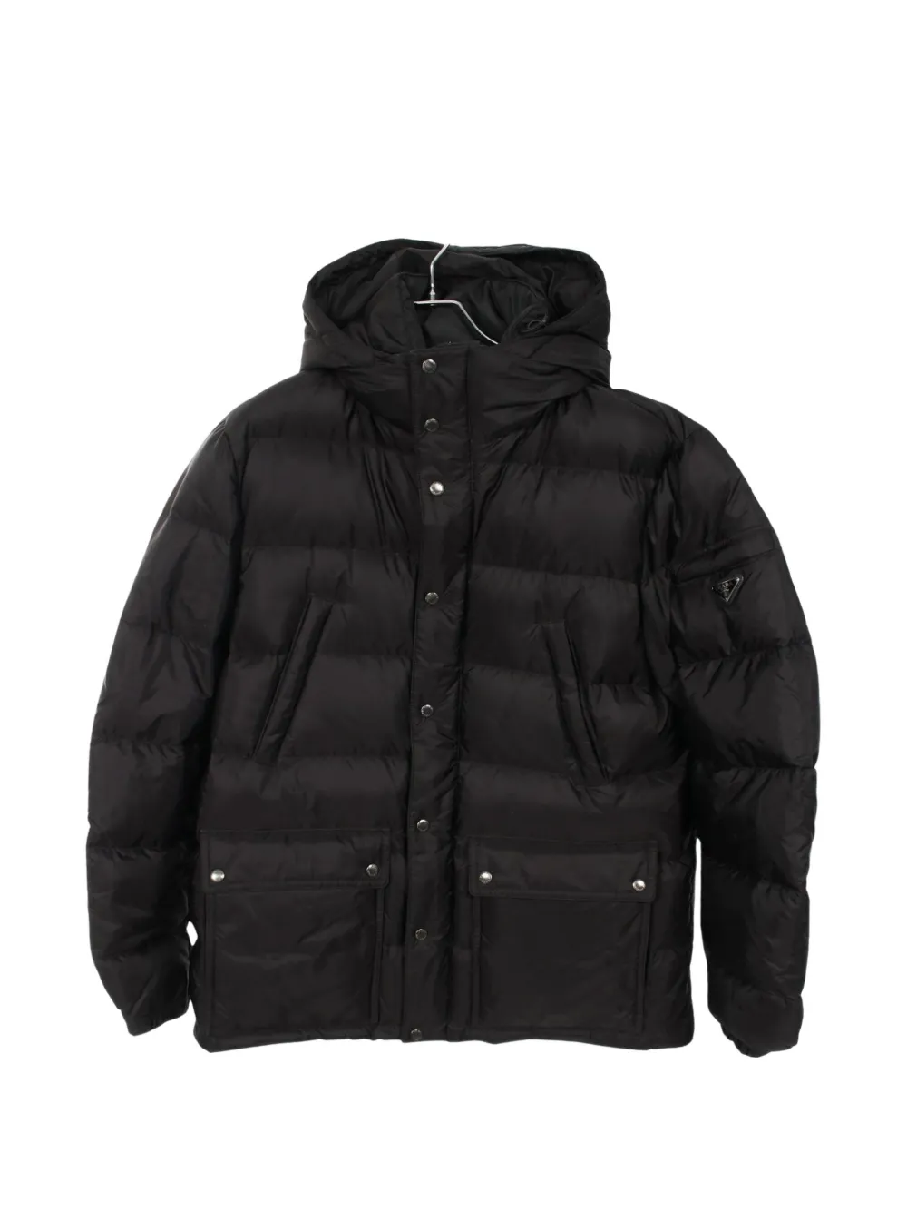 Prada Pre-Owned 2010s Triangle Logo hooded down jacket - Nero
