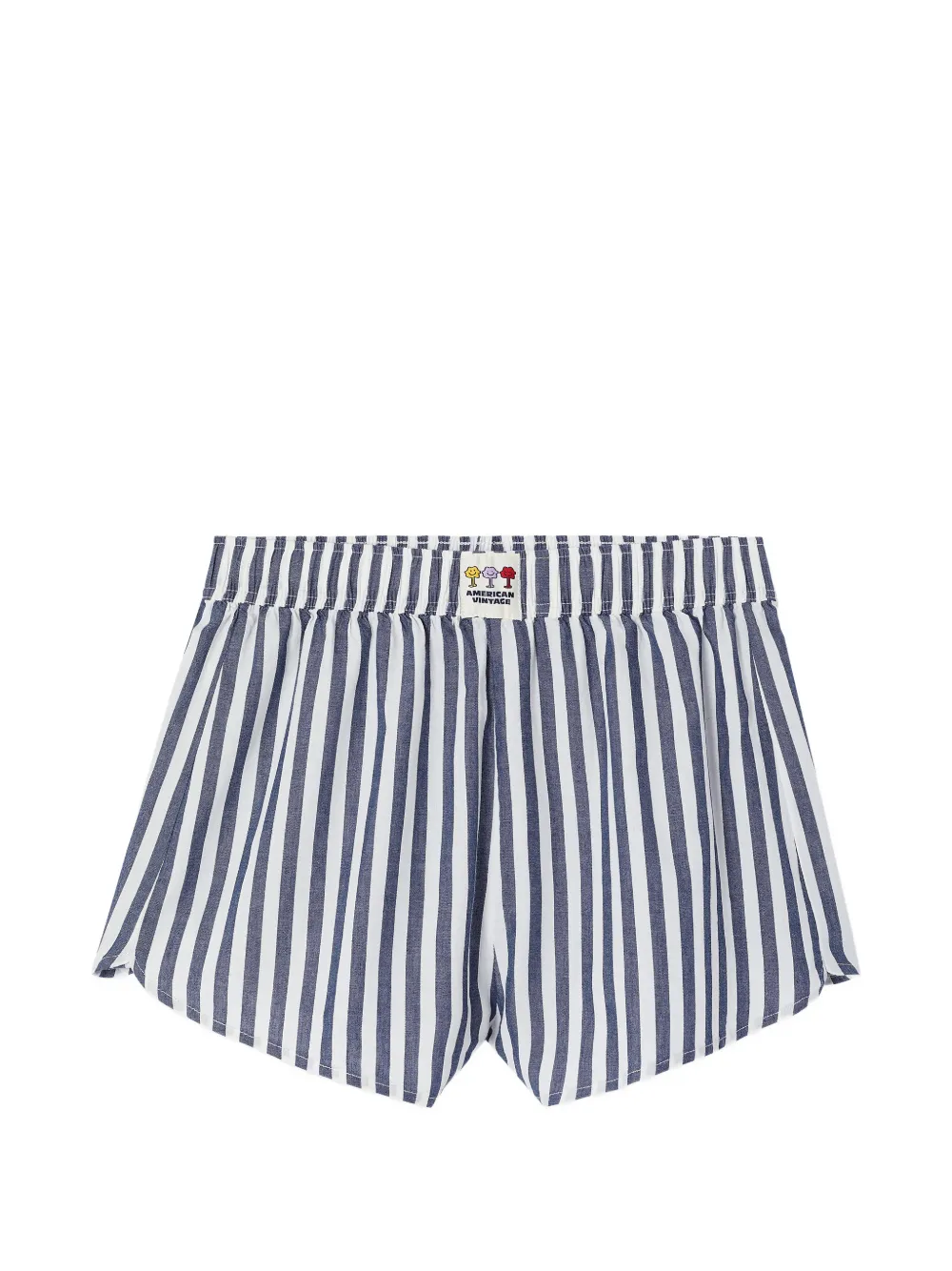 American Vintage Vextown striped logo-patch shorts - Blu