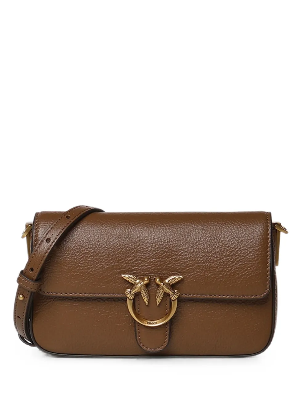 PINKO Love Birds leather cross body bag - Braun