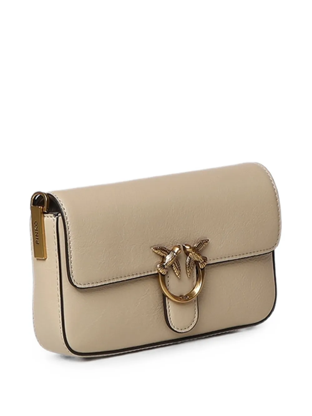 PINKO Love Birds leren crossbodytas Beige
