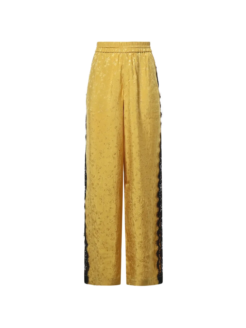 PINKO lace-trim floral-jacquard trousers - Giallo