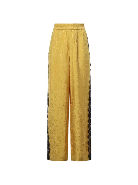 PINKO lace-trim floral-jacquard trousers