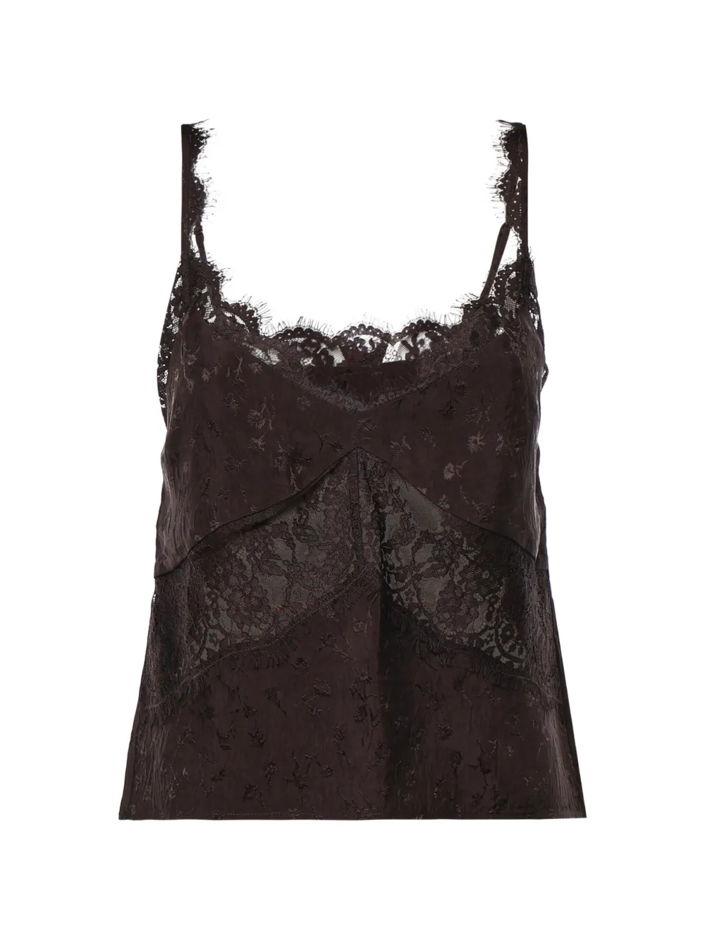 PINKO lace-trim jacquard top - Nero