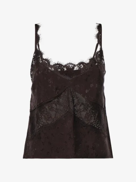 PINKO top en jacquard con ribete de encaje