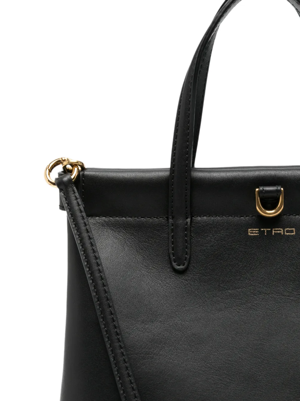 ETRO Leren shopper met logodetail Zwart