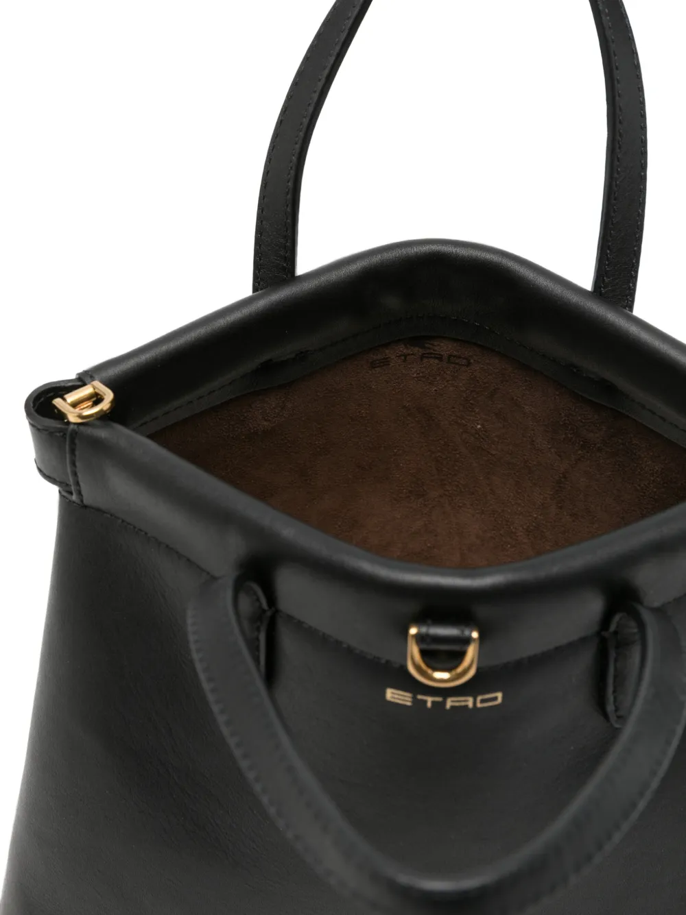 ETRO Leren shopper met logodetail Zwart