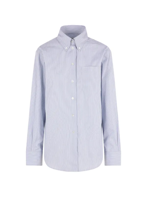 Róhe Oxford Striped Shirt in Blue