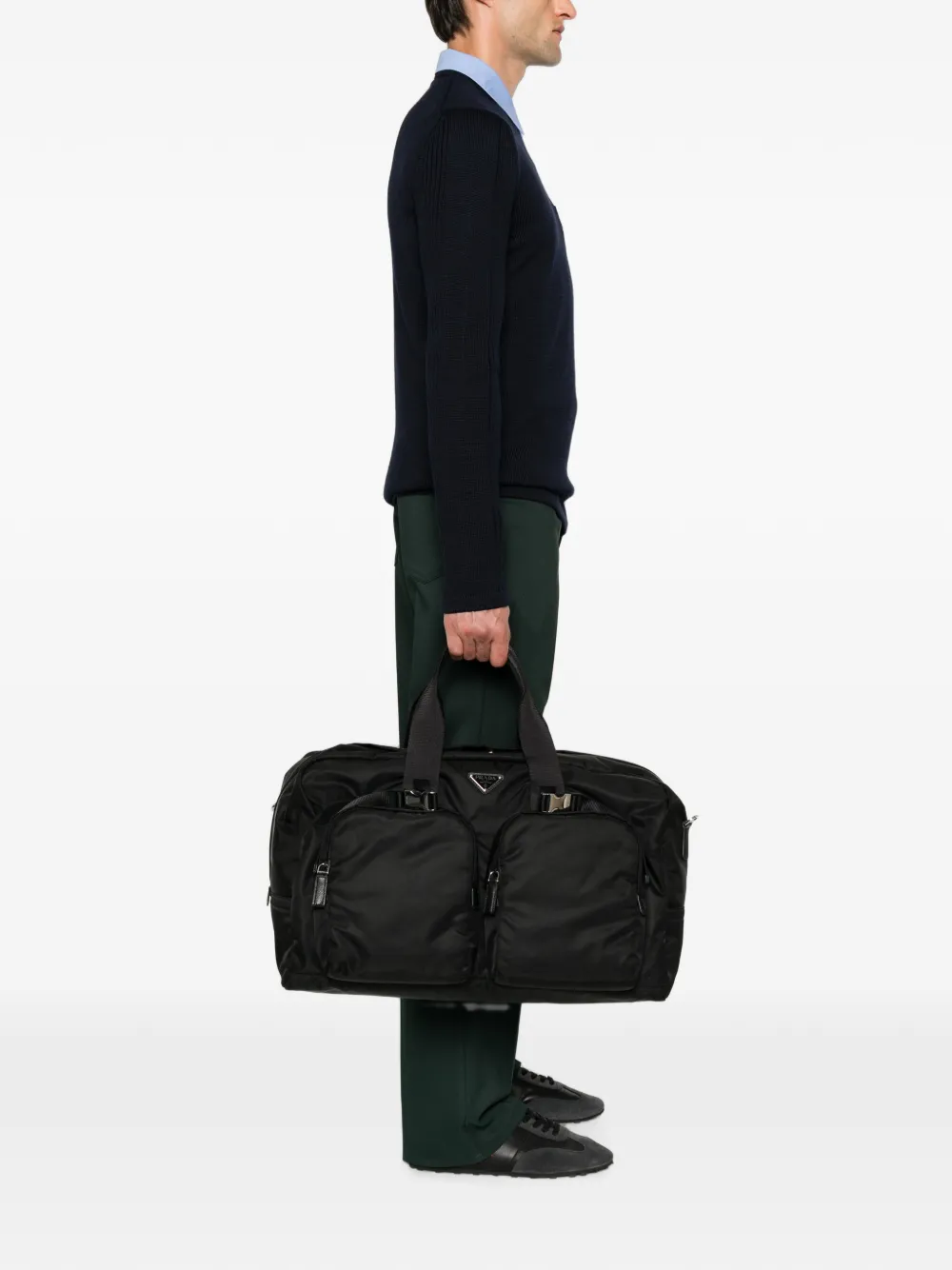 Prada Re-Nylon reistas met logoplakkaat Zwart