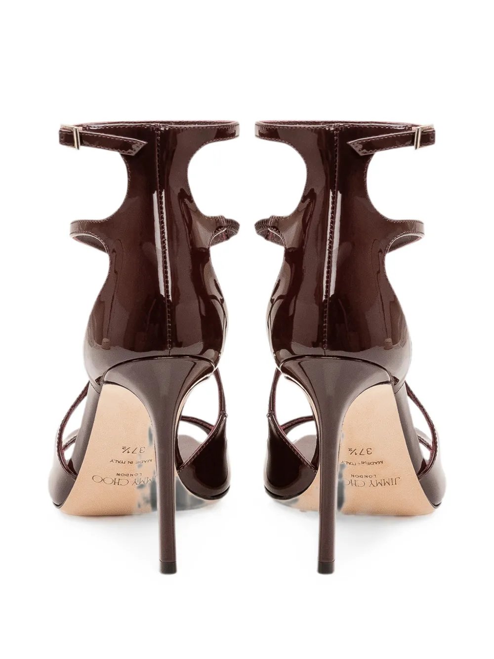 Jimmy Choo Azia patent-leather heeled sandals Bruin