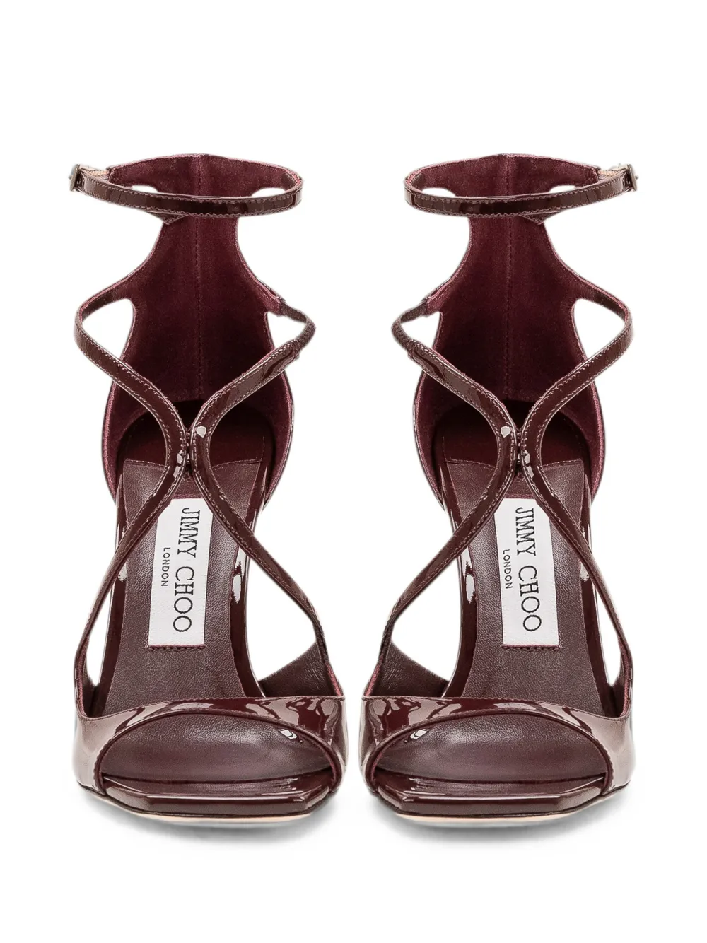 Jimmy Choo Azia patent-leather heeled sandals Bruin