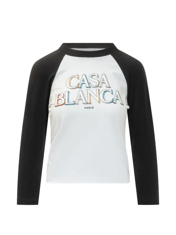 Casablanca Logo-print Long-sleeve T-shirt in White