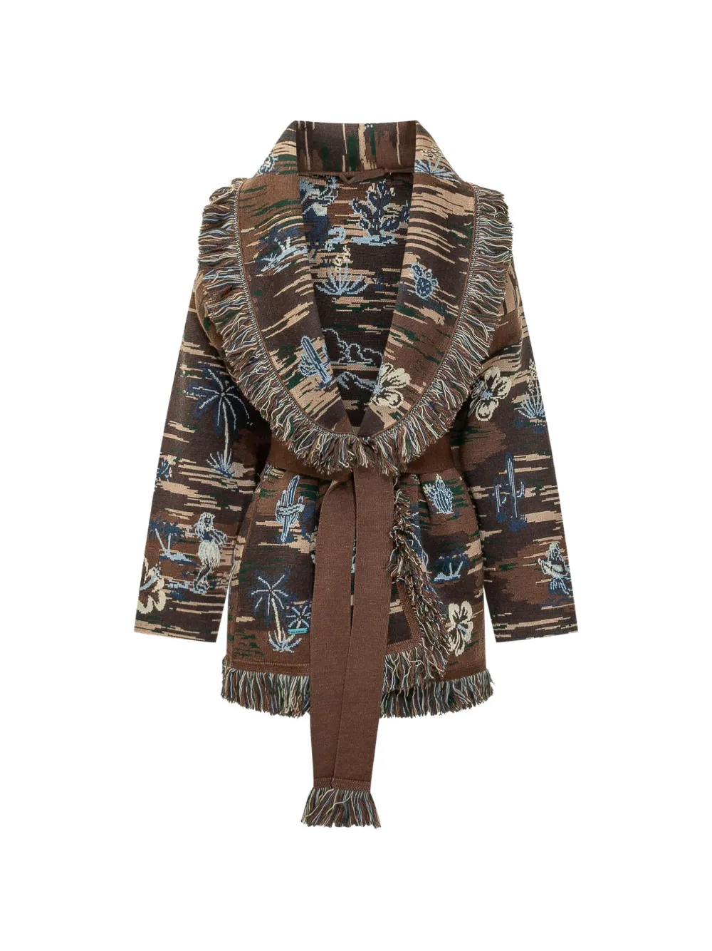 Alanui Tex-Hawaii fringed-trim cardigan - Marrone