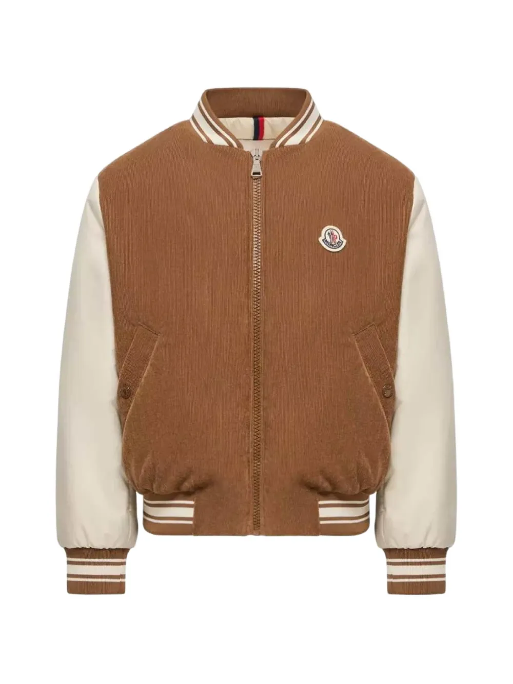 Moncler Enfant Gumond jack met ribfluwelen vlakken Bruin