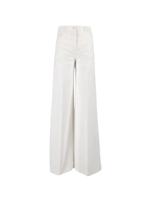ASPESI Wide-leg High-waisted Trousers in White