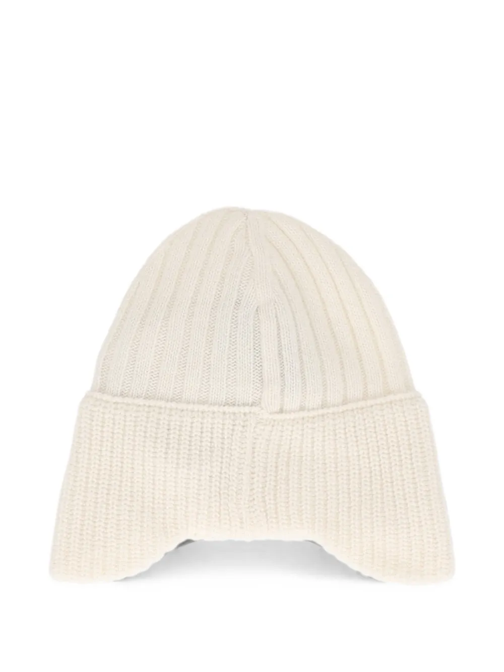 MONCLER GRENOBLE KIDS Ribgebreide muts met logo-patch Beige