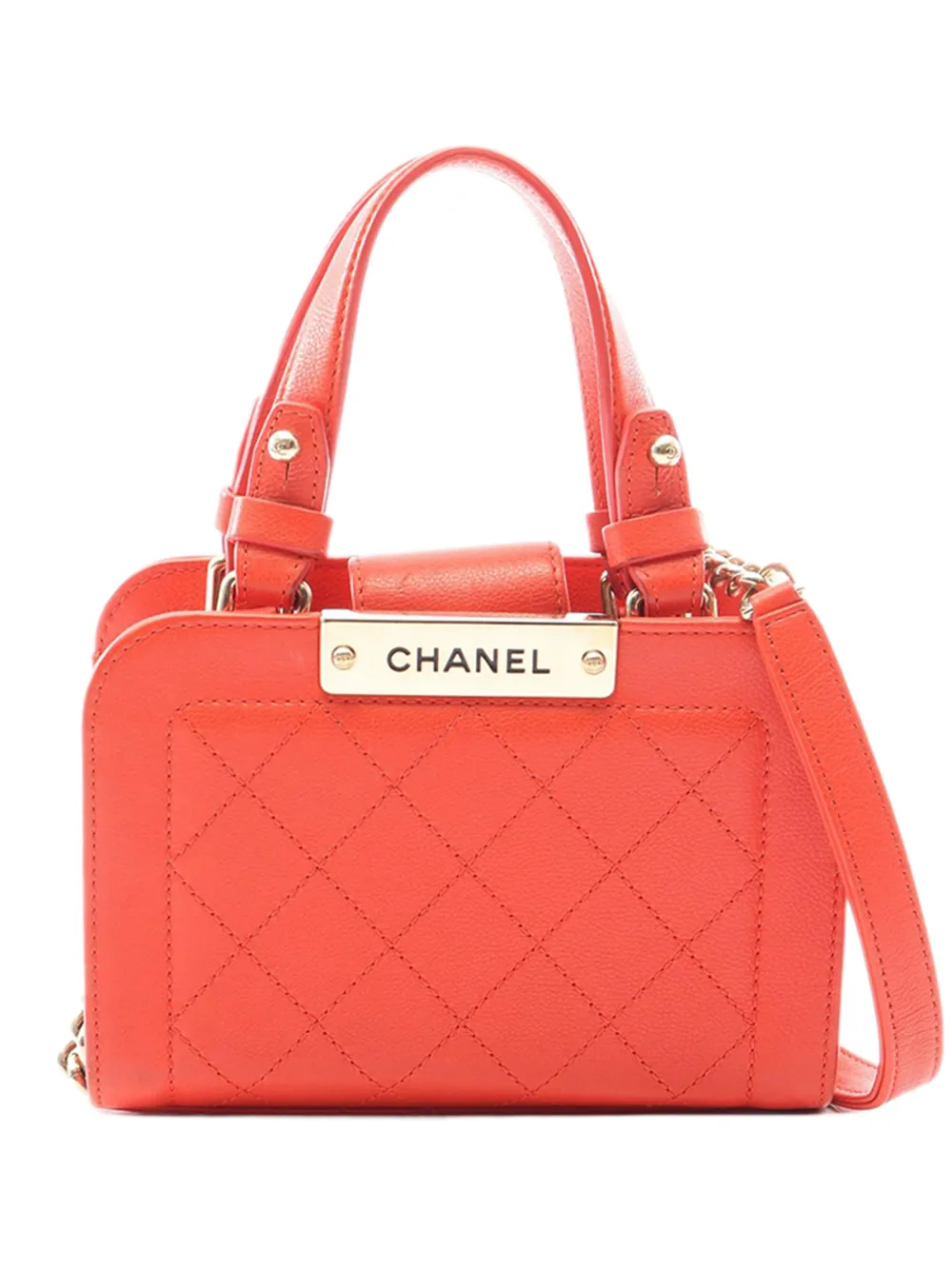 CHANEL Pre-Owned 2016-2017 Quilted Calfskin satchel - Rosso