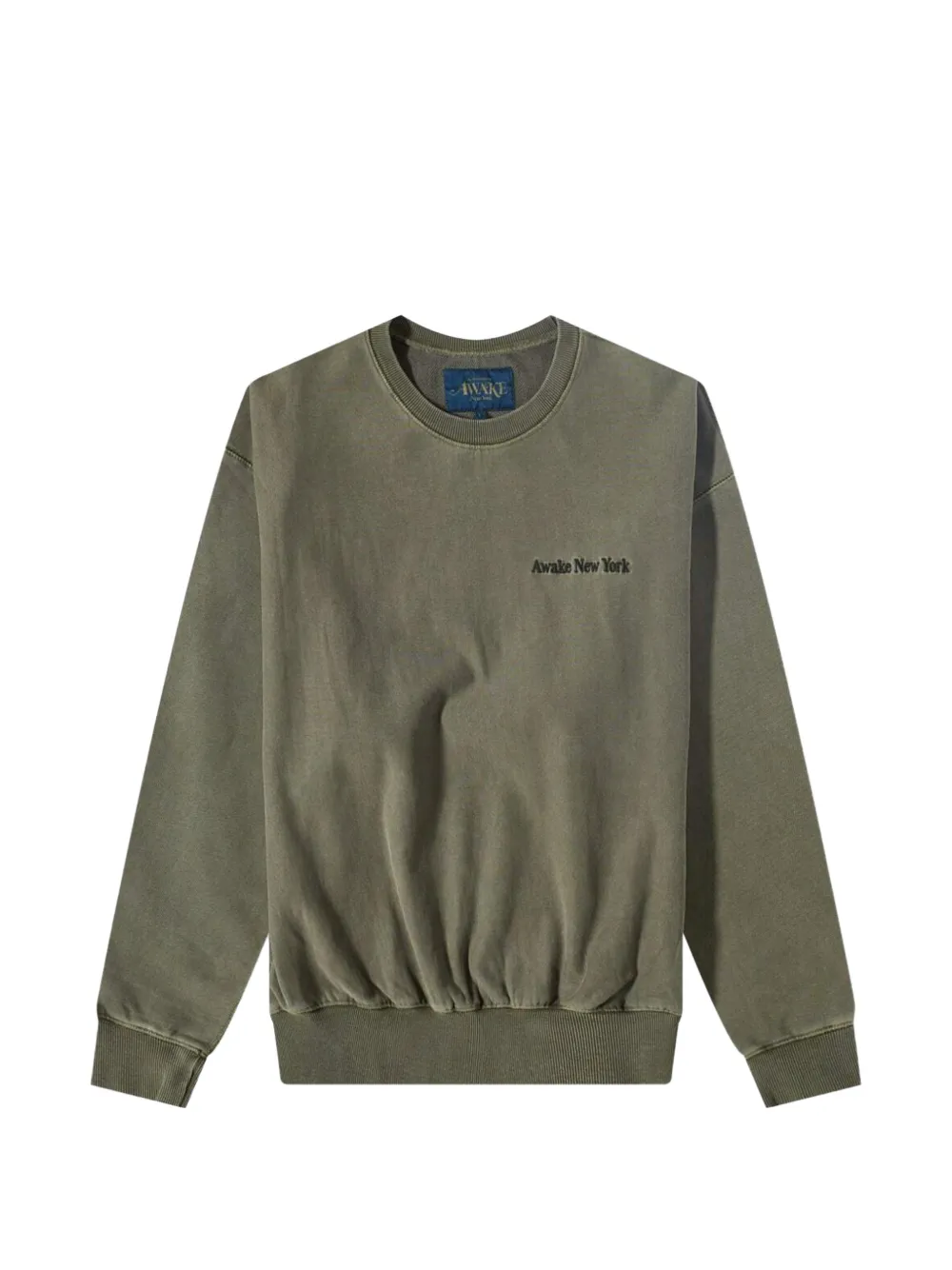 Awake NY pigment-dyed logo-embroidered crewneck sweatshirt - Verde