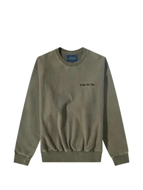 Awake NY pigment-dyed logo-embroidered crewneck sweatshirt
