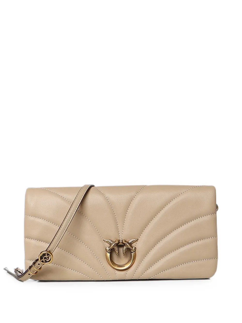 PINKO quilted Love Birds clutch bag - Toni neutri
